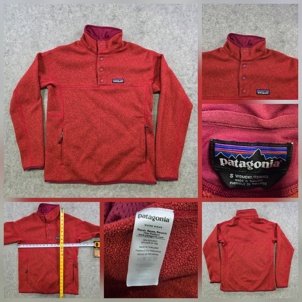 Patagonia Better Sweater Snap-T Pullover Jacket Womens Small Red Fleece 26010